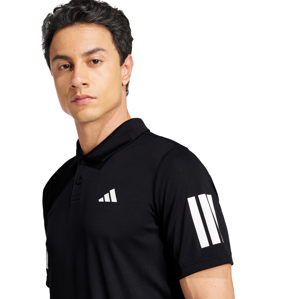 Adidas Men's Club 3 Stripe Polo - Black