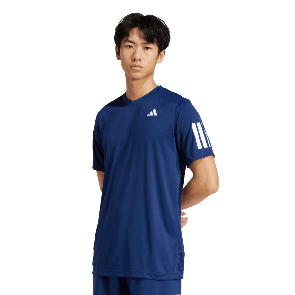 Adidas Men's Club 3 Stripe Tee -  Dark Blue