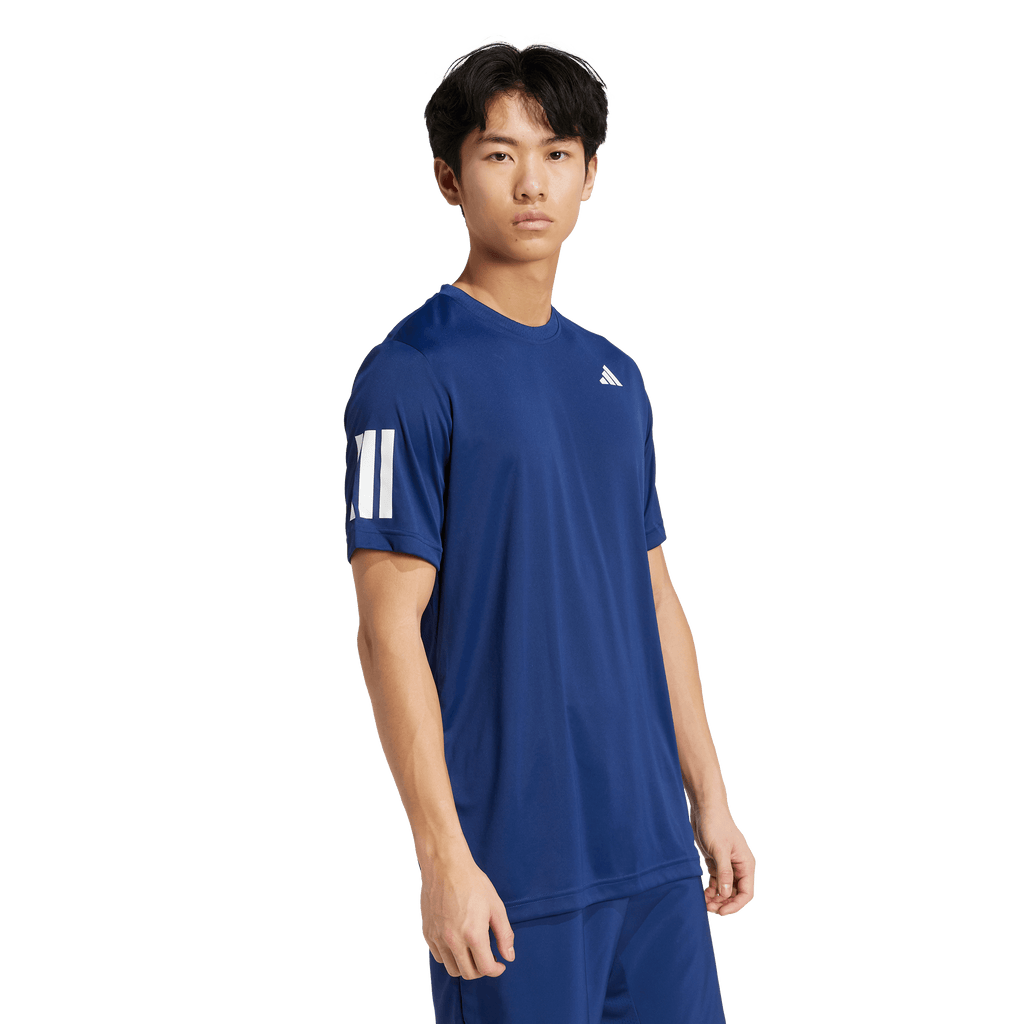 Adidas Men's Club 3 Stripe Tee -  Dark Blue