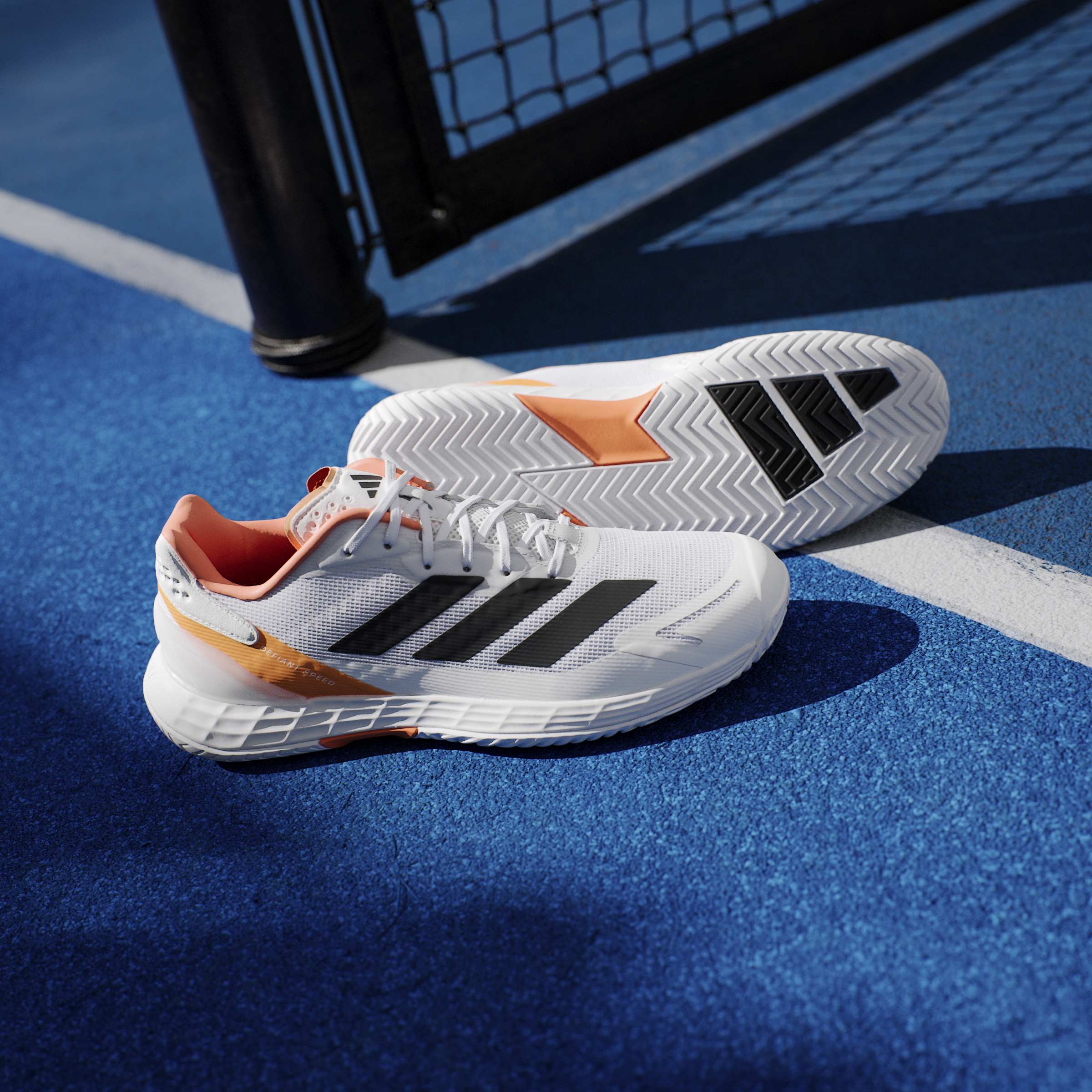 Adidas Men's Defiant Speed 2 Tennis Shoes White/Orange – PDHSports