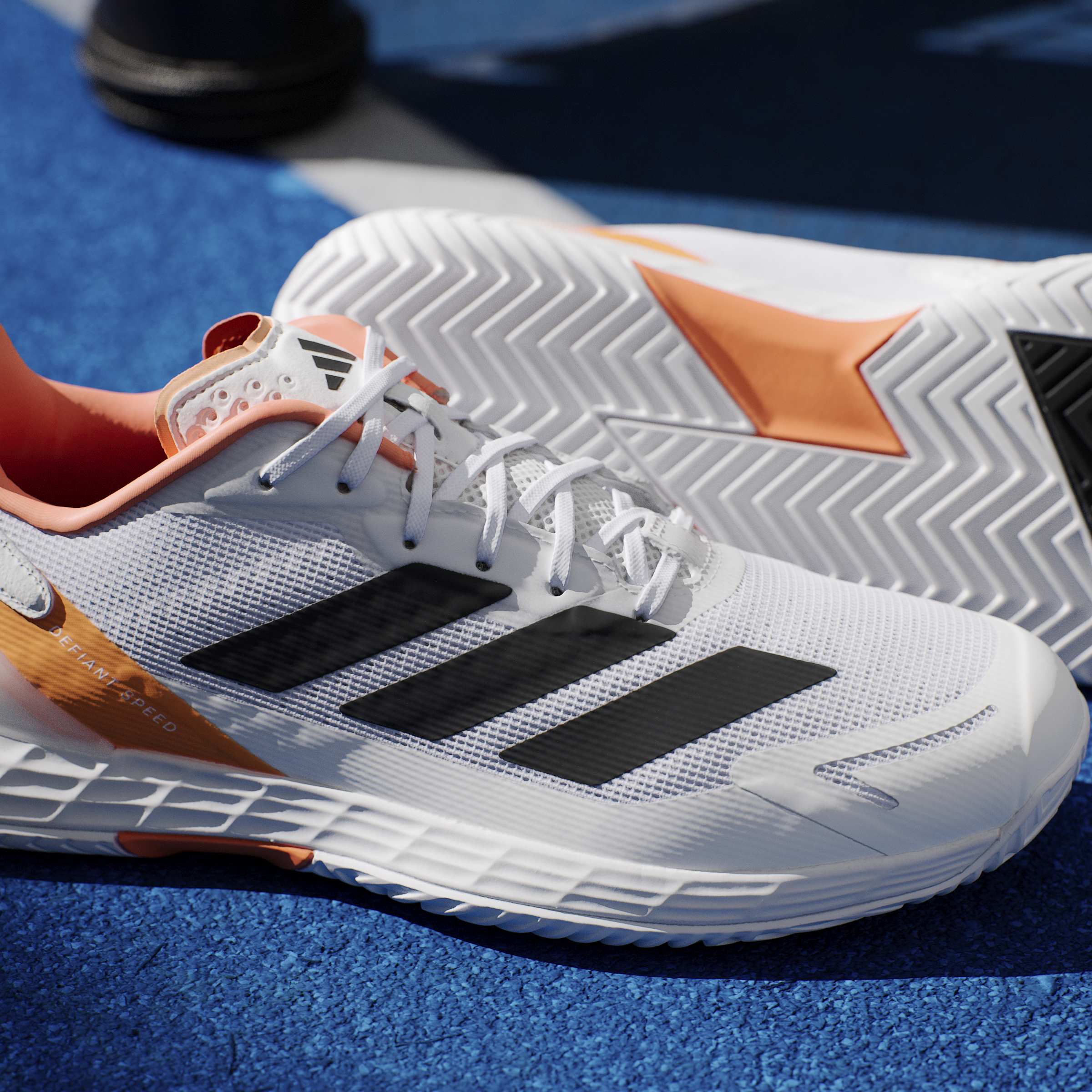 Adidas Men's Defiant Speed 2 Tennis Shoes White/Orange – PDHSports
