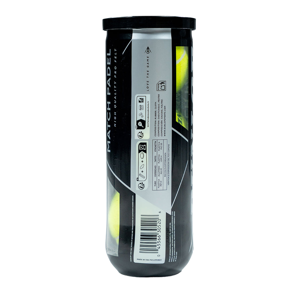 Dunlop Match Padel Ball - 3 Ball Tube