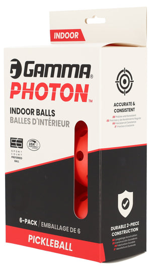 Gamma Photon Pickleball Indoor Ball - 6 Pack Red