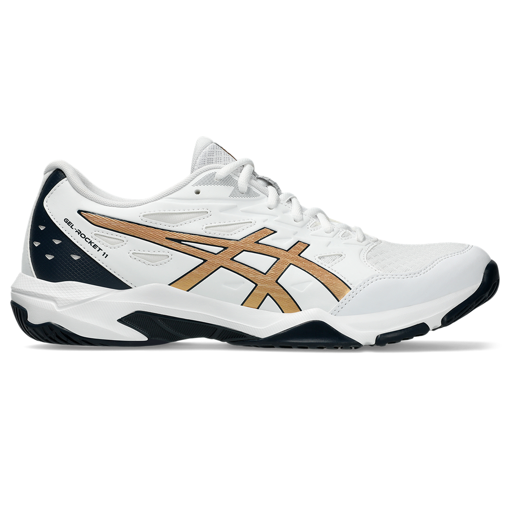 Asics Men's Gel Rocket 11 Indoor Court Shoes White Pure Gold