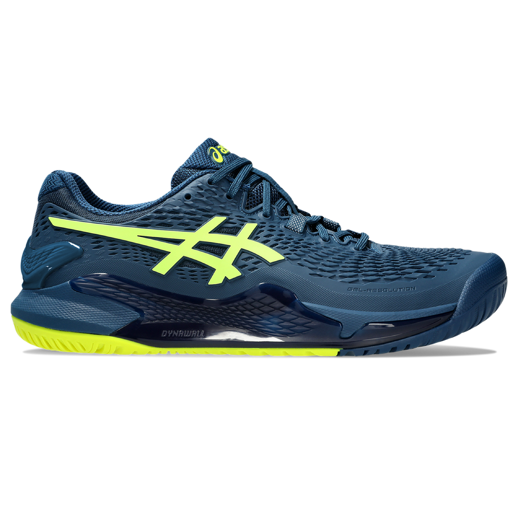 Asics Men's Gel Resolution 9 Tennis Shoes Mako Blue Safety Yellow