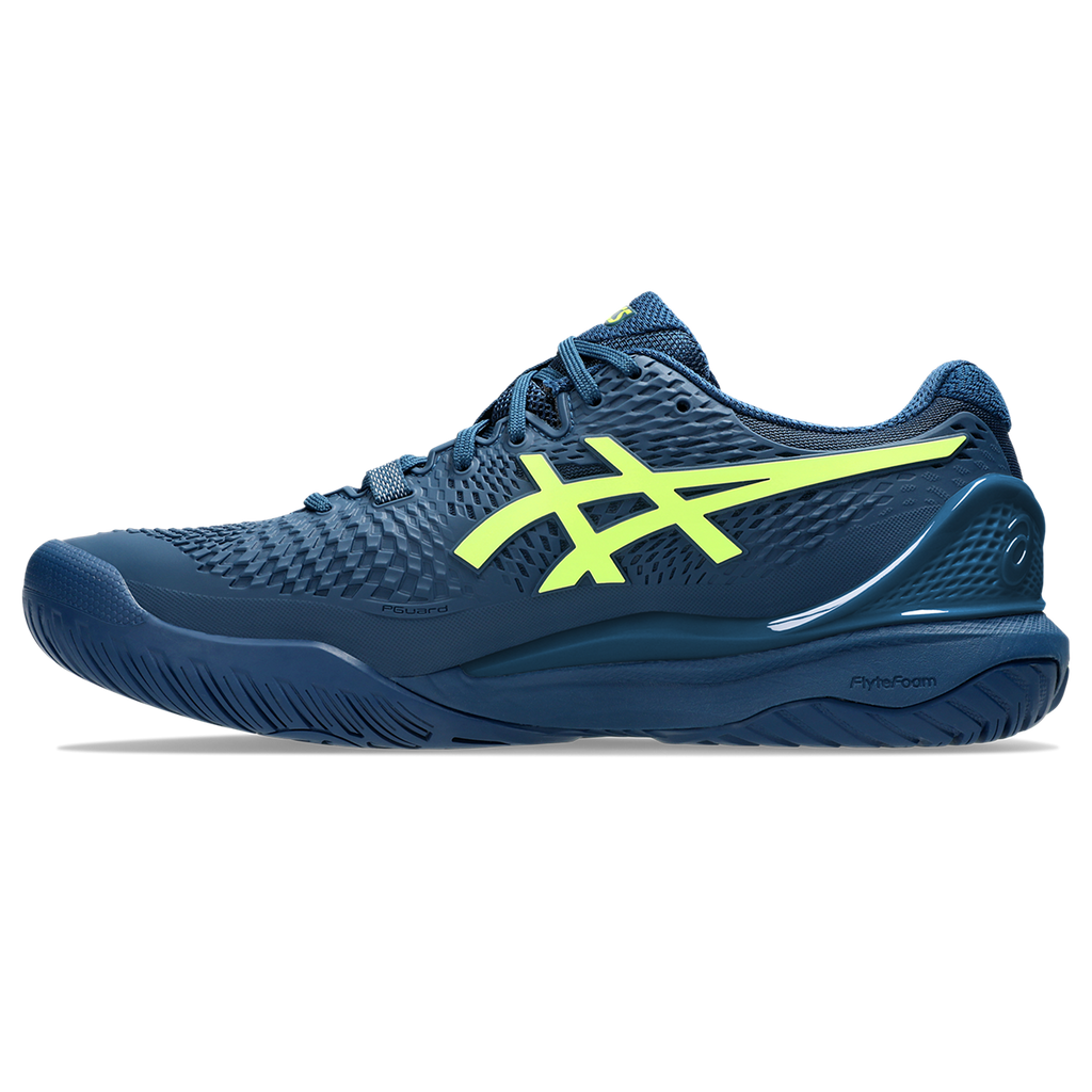 Asics Men's Gel Resolution 9 Tennis Shoes Mako Blue Safety Yellow