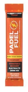 Orange Padel Fuel drink mix packet on a white background
