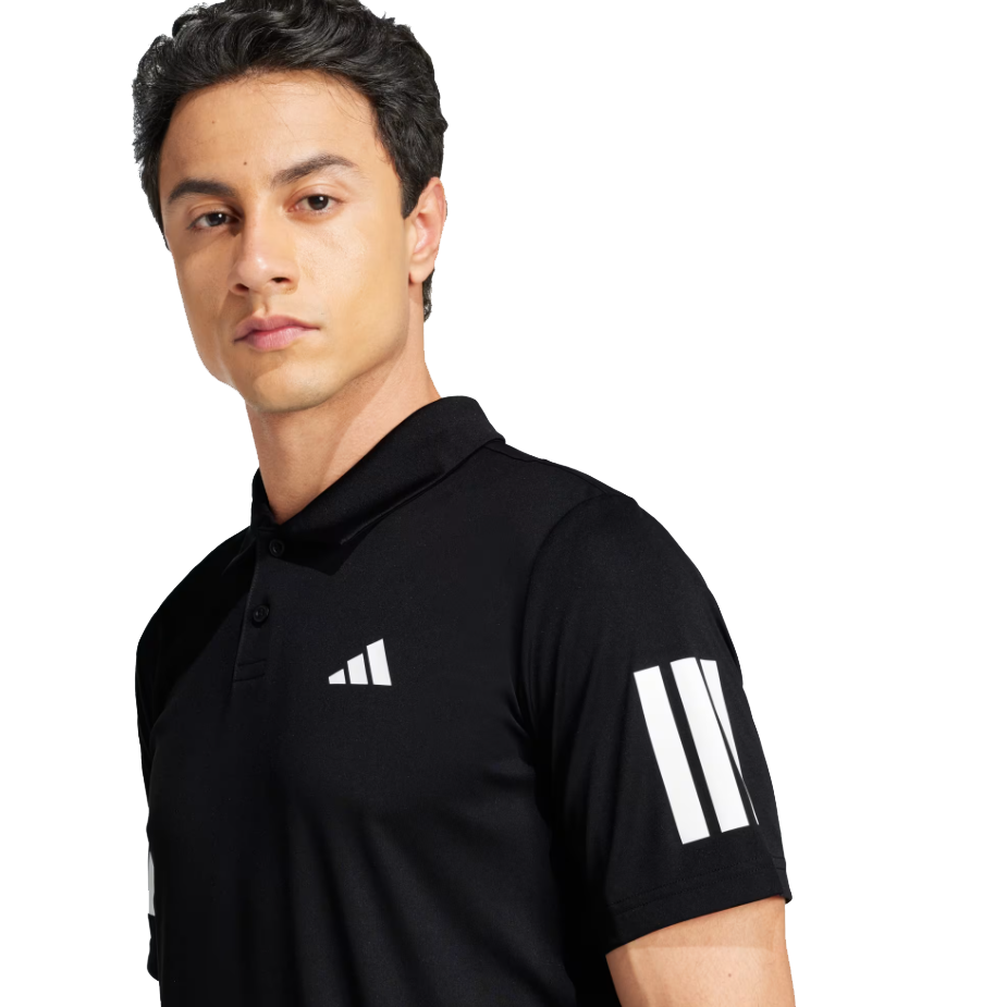 Adidas Men's Club 3 Stripe Polo - Black