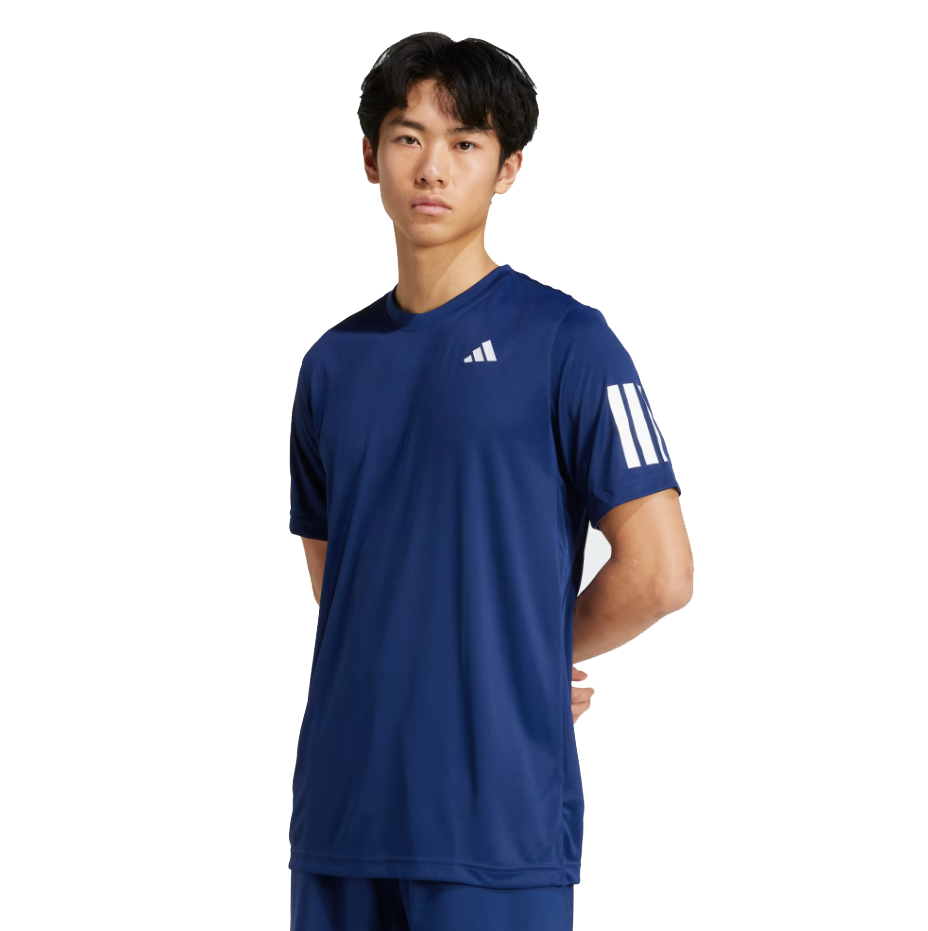 Adidas Men's Club 3 Stripe Tee -  Dark Blue