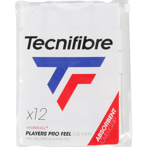 Tecnifibre Players Pro Feel Overgrip White - Pack Of 12