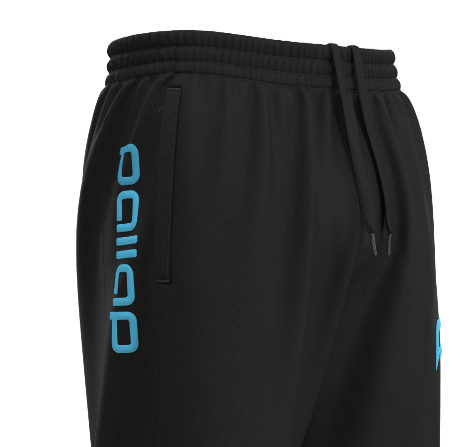 Pallap Men's Slim Fit Tracksuit Pants Black Cyan