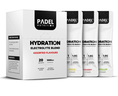 Padel Nutrition Hydration Electrolytes - 20 Sachet Box Assorted Flavours