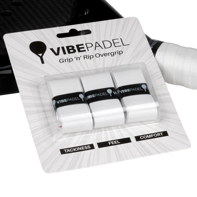 VIBEPADEL Grip 'n' Rip Overgrip 3 Pack - All White