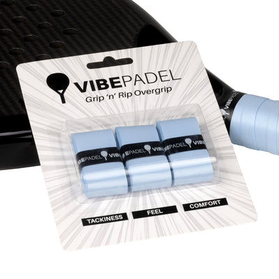 VIBEPADEL Grip 'n' Rip Overgrip 3 Pack - Sky Blue